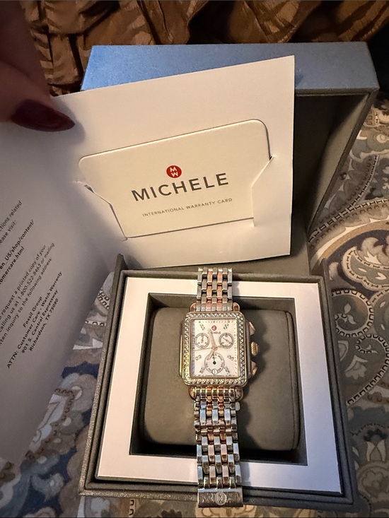 Michele Accessories - Michele Two-Tone Diamond Bezel Chronograph Watch - Silver & Rose Gold